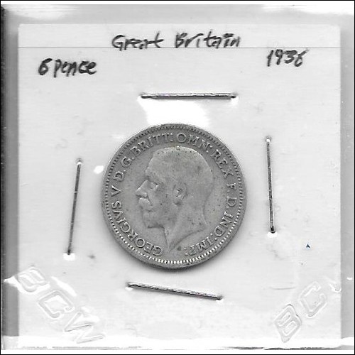 Great Britain 6 Pence coin 1936 in good shape