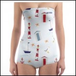 Net-Steals New, women's Strapless One-Piece Swimsuit from Europe -Nautical-