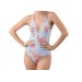 Net-Steals Halter Cut-Out One Piece Swimsuit - Blue and Rose
