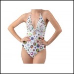 Net-Steals Halter Cut-Out One Piece Swimsuit - White Floral