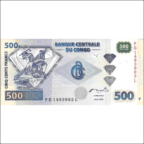 Congo Democratic Republic P-96 500 Francs UNC 2002