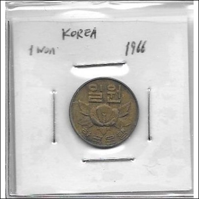 South Korea 1 Won coin 1966 in good shape *RARE*