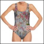 Net-Steals New for 2019, women's classic low-cut back One-Piece Swimsuit -Floral-