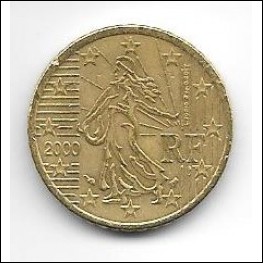 European Union 50 Euro Cent France coin 2000 in good shape