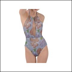 Net-Steals New for 2021 Plunge Cut Halter Swimsuit - Classic Floral