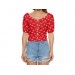  Net-Steals, New Button Up Blouse - Red Floral