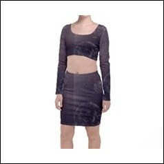 Net-Steals New, Long Sleeve Crop Top & Bodycon Skirt Set - Dark Abstract