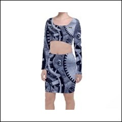 Net-Steals New, Long Sleeve Crop Top & Bodycon Skirt Set - The Cyborg