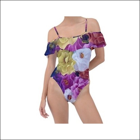 Net-Steals New, Frill Detail One Piece Swimsuit - The Floral
