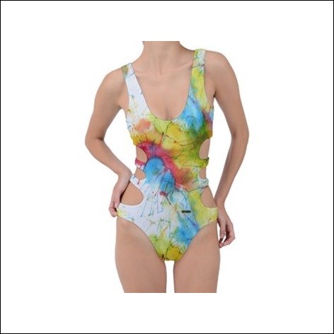 Net-Steals New for 2022, Side Cut Out Swimsuit - Paint Spread