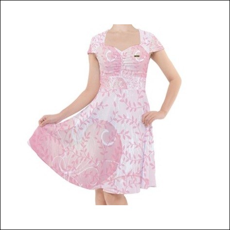 Net-Steals New for 2022, Cap Sleeve Midi Dress - Pink Heart Floral