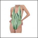  Net-Steals New for 2022, Backless Halter One Piece Swimsuit - Green Wavey