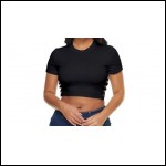 Net-Steals New for 2022, Side Button Cropped Tee - Pure Black
