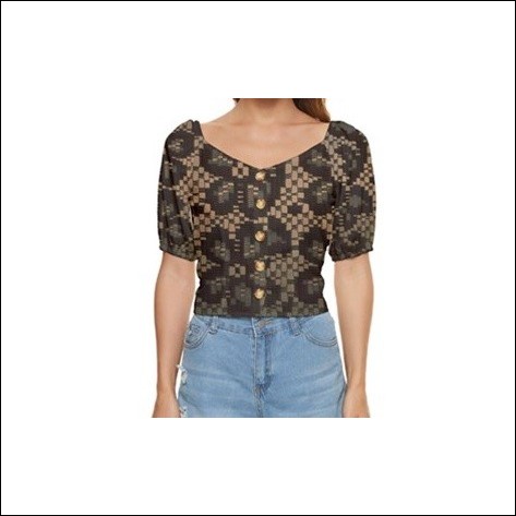 Net-Steals New for 2022, Button Up Blouse - Laced Black Pattern