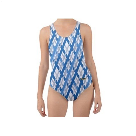 Net-Steals New for 2022, Cut-Out Back One Piece Swimsuit - Blue Overlay