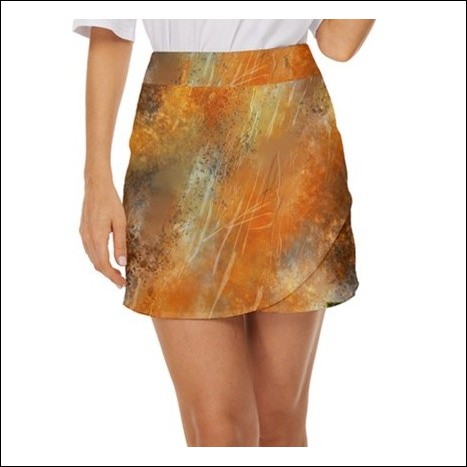 Net-Steals New for 2022, Mini Front Wrap Skirt - Rustic Chaos