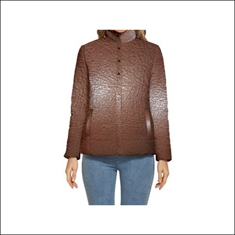 Net-Steals New for 2022, Women's Puffer Bubble Jacket Coat - Brown Leather Look