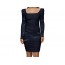 Net-Steals New for 2022, Women Long Sleeve Ruched Stretch Jersey Dress - Black Velvety
