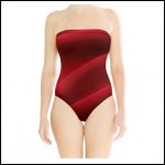 Net-Steals New for 2022, Strapless Swimsuit from England - Red Velvety Stripes