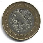 Mexico 10 Pesos coin 2015 in good shape