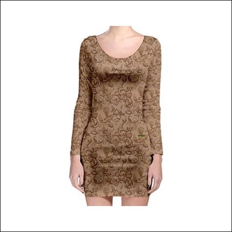 Net-Steals New for 2022, Long Sleeve Bodycon Dress - Chocolate Floral