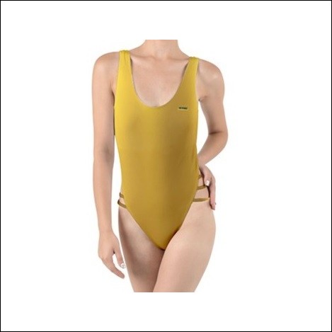 Net-Steals New for 2022, High Leg Strappy Swimsuit - Gold Plated