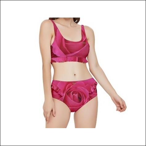 Net-Steals New for 2022, Frilly Bikini Set - Wild Rose