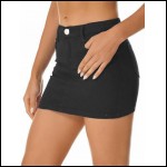 Women's Jean Skirt Casual Mid Waist Stretchy Mini A-line Denim Short Skirts Black