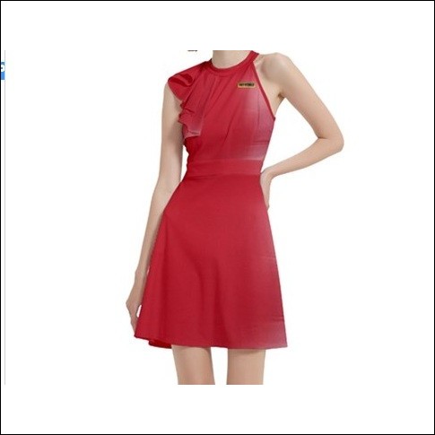 Net-Steals New for 2024, Cocktail Party Halter Sleeveless Dress With Pockets - Warm Red