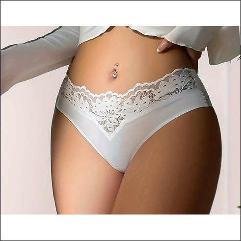 Comfy & Chic White Lace Brief for Women. Size L